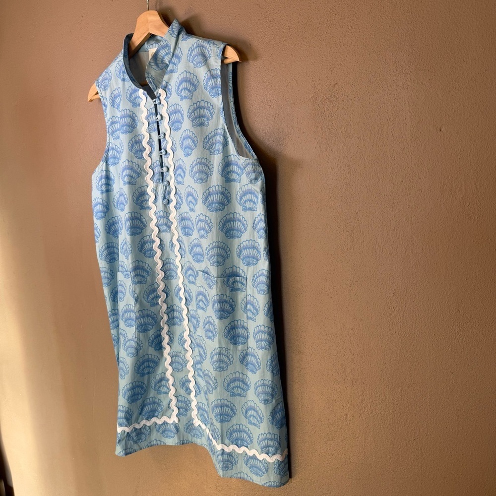 Sail to Sable Blue Shell Short Ric Rac Mini Dress Size XL Nautical Boho Travel - Picture 8 of 15